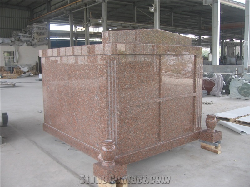 EM4001 Cheapest China Maple Red Granite 4 Crypt Mausoleum