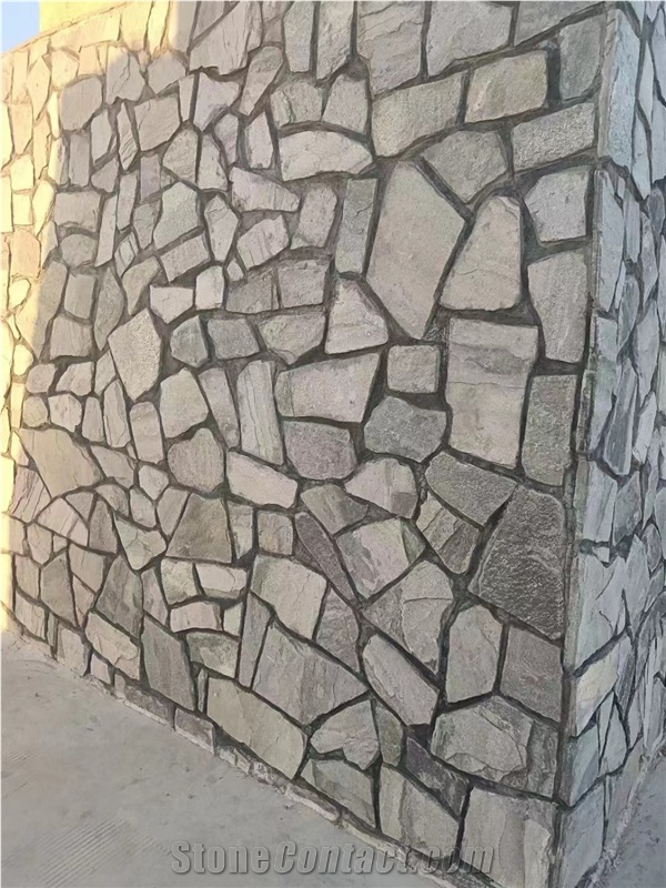 Crazy Hardscape Stone Wall Cladding Panels Slate Interlocking