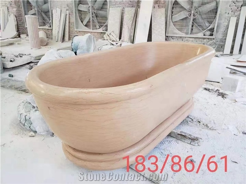 Home Used Hand Carved Guangxi White Marble Bathtub