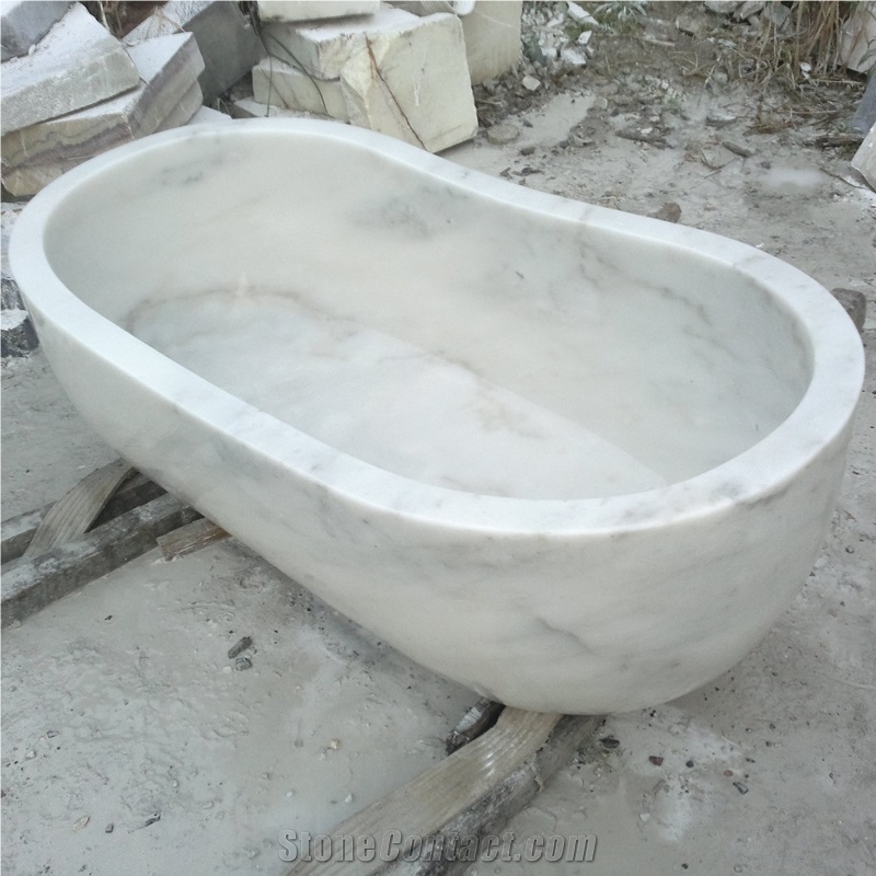 Bianco Carrara Marble Free Standing Bathroom Bathtubs