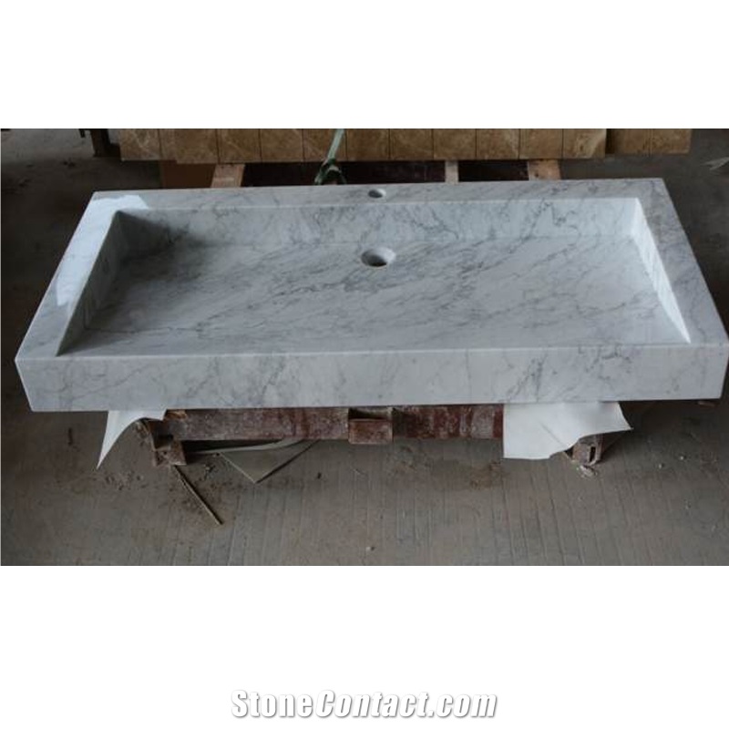 Bianco Carrara White Marble Console Sink