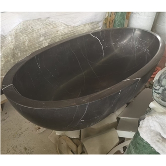 Black Marquina Marble Freestanding Bathtub