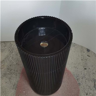 Black Marquina Marble Pedestal Sink 42X42X85CM