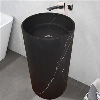Black Marquina Marble Pedestal Sinks Honed