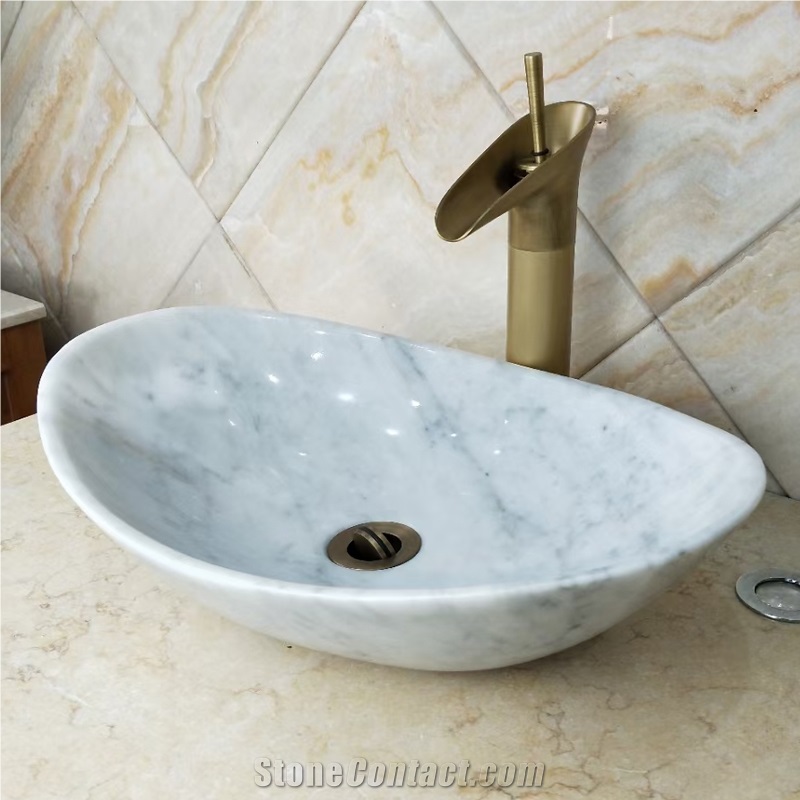 Carrara White Marble Vessel Sink With Good Price