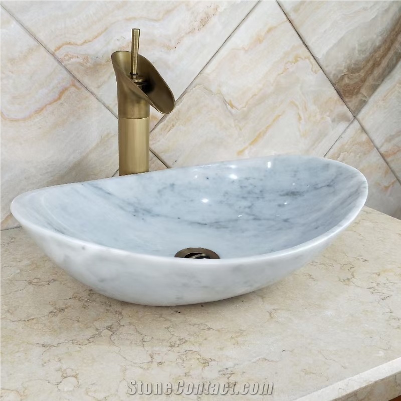 Carrara White Marble Vessel Sink With Good Price