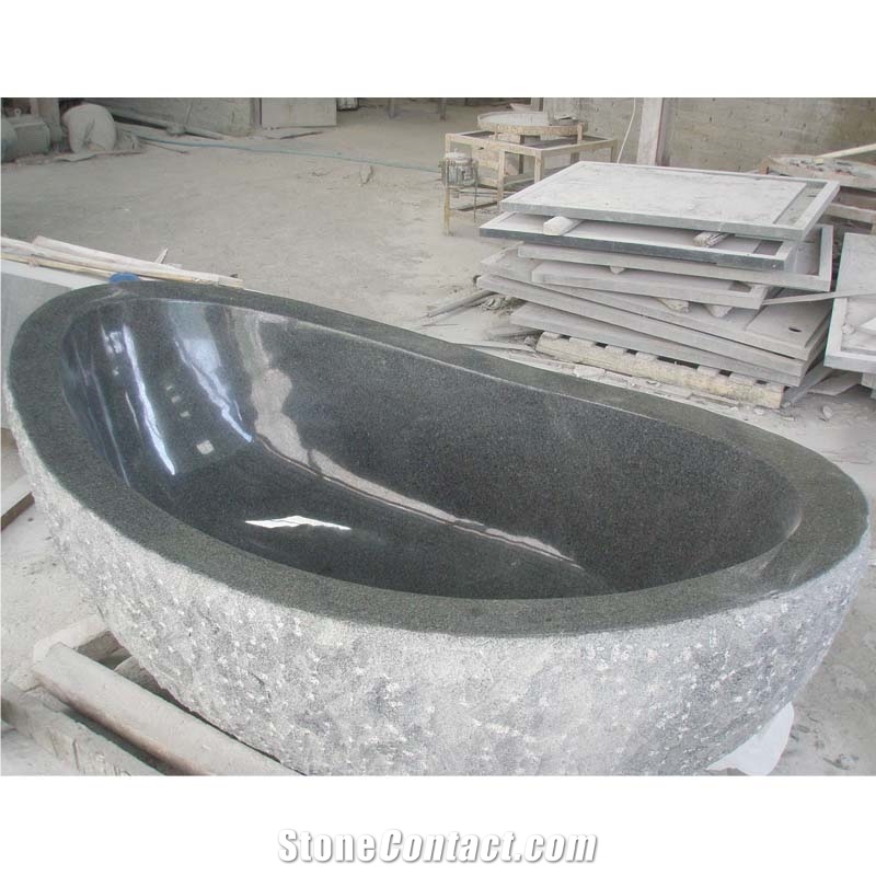 China G654 Granite Bathtub Polish Inside Nature Outside