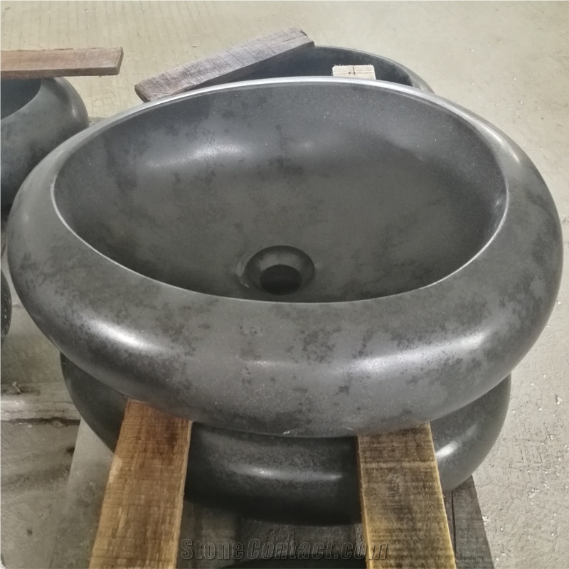 China Grey Basalt Oval Bathroom Sink
