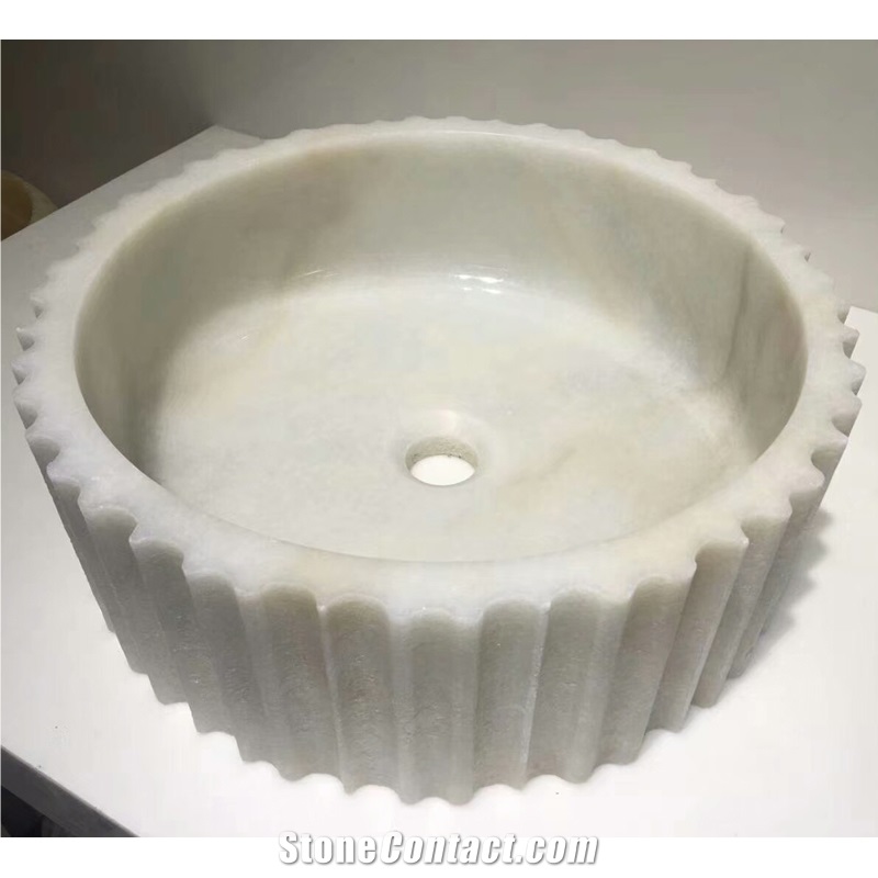 China Guangxi White Marble Wash Basins 42X42x14cm