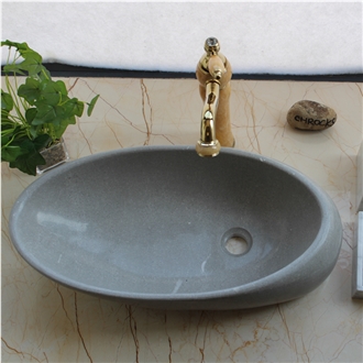 Cinderella Grey Marble Art Oval Sinks Polished