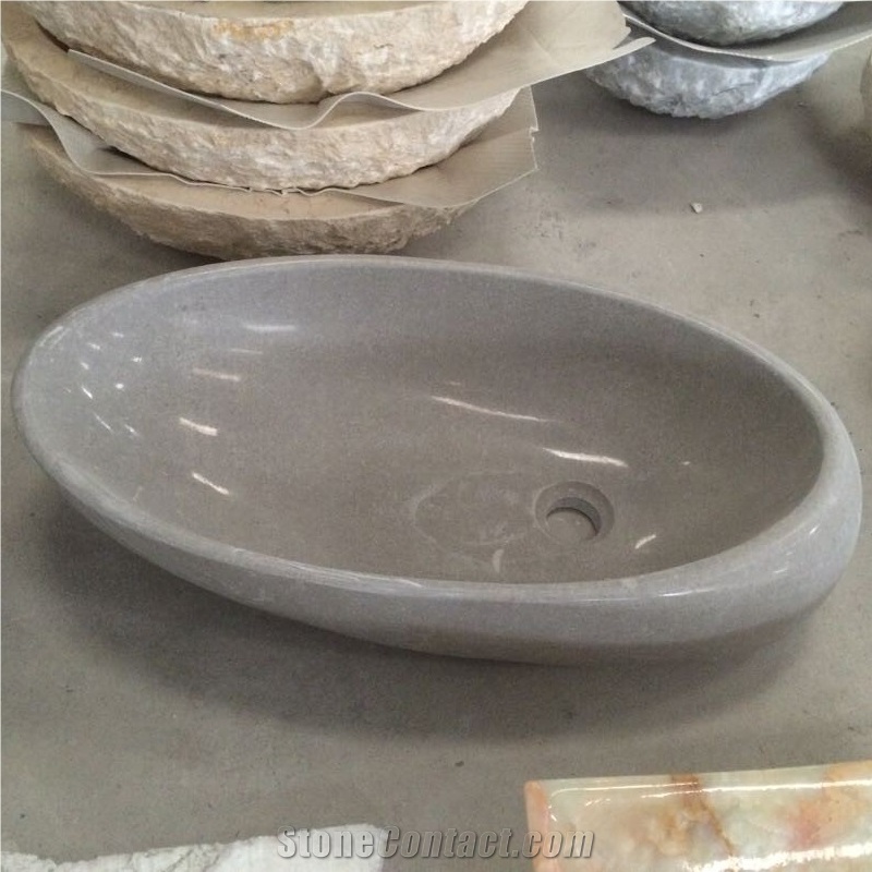 Cinderella Grey Marble Art Oval Sinks Polished