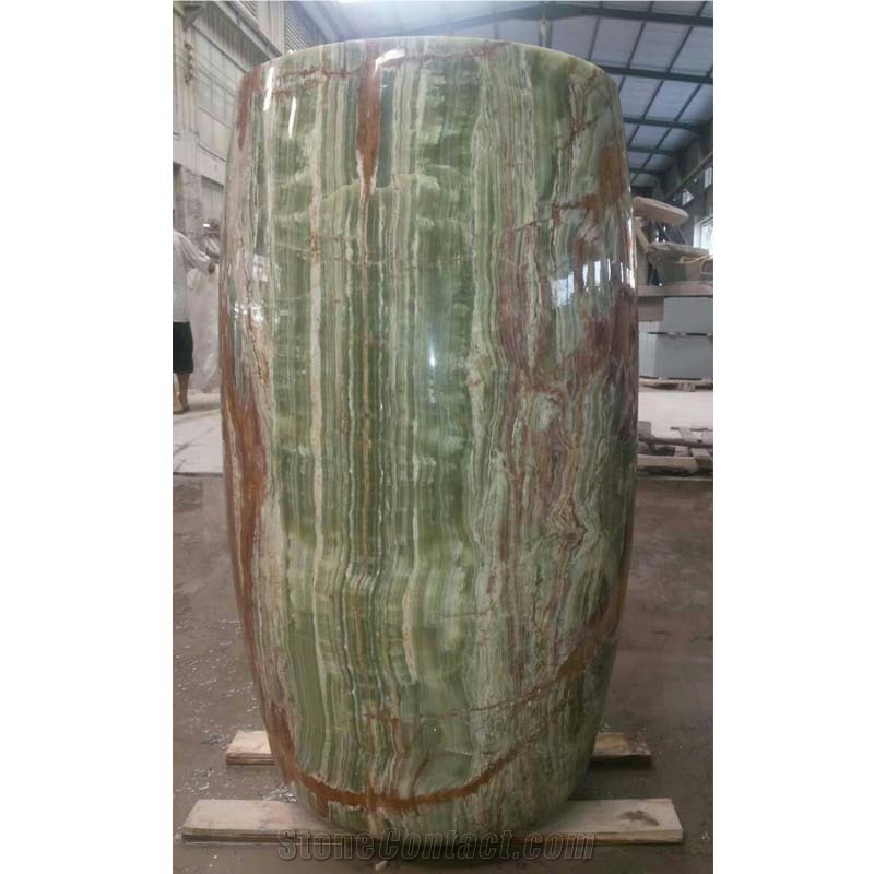 Green Onyx Pedestal Sinks 42X42x85cm Polished