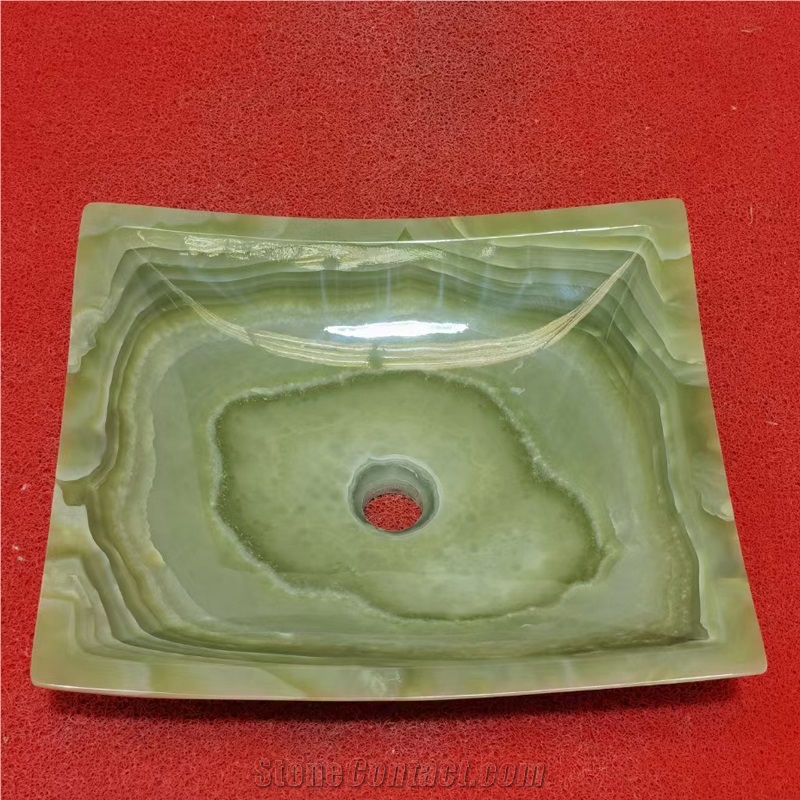 Green Onyx Rectangle Art Sinks Polished