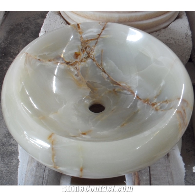 White Onyx Art Washbasin With The Size 42X42x14cm