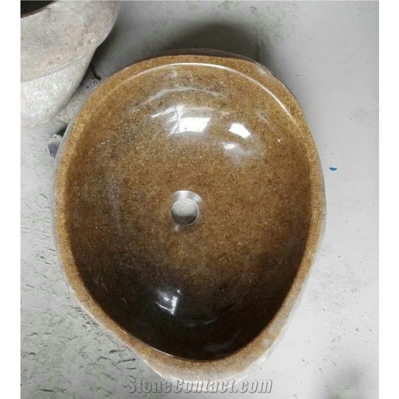 Yellow River Stone Granite Bathroom Sink Random Shape