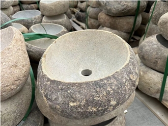 Bathroom Mable Stone Washroom Round Cobblestone Washbasin