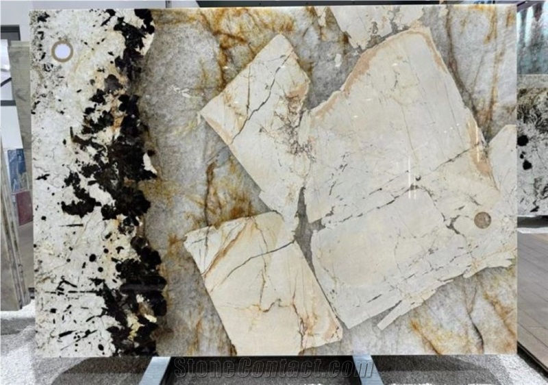 Beige Patagonia Quartzite Slabs For Interior Wall Flooring