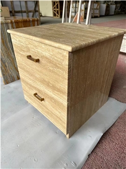 Luxury Beige Marble Nightstand For Indoor Furniture
