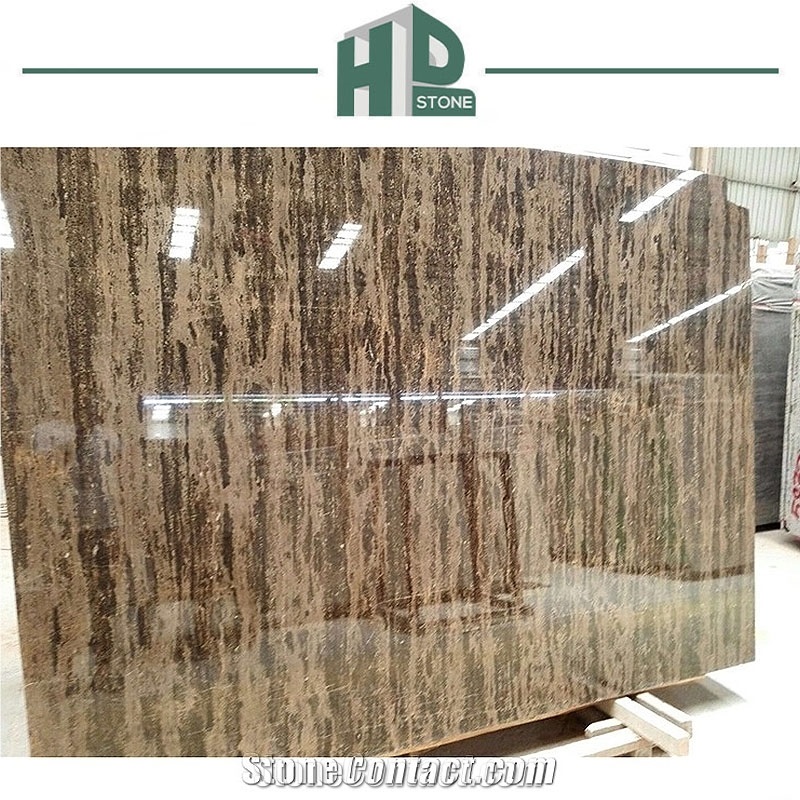 China Golden Brown Marble Slab Tile For Floor Wall Tiles