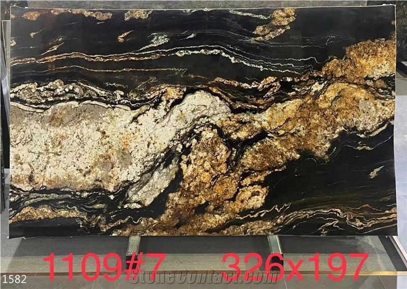 Titanium Granite Slabs Tiles Galaxy Sky Black Gold Stone