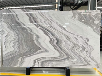 Greece Blue Waves White Marble Slabs