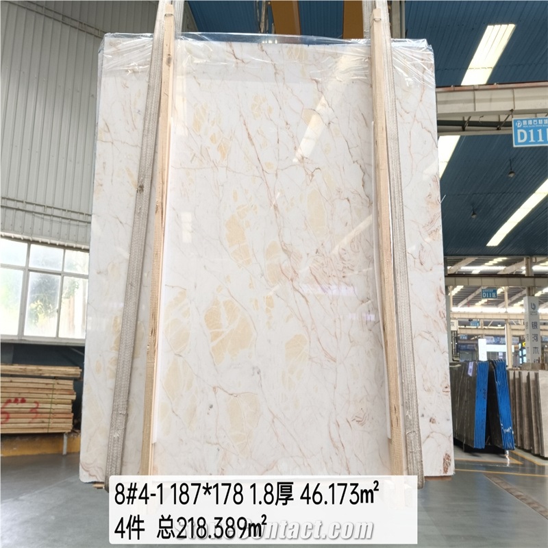 2850X1700 China Red Line White Jade Marble For  Floor Tile