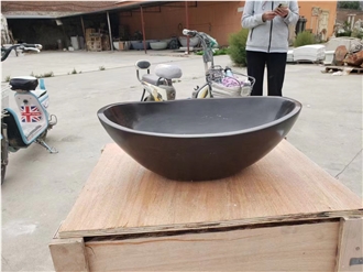 Absolute Black Granite Vessel Bathroom Sink For House Decor