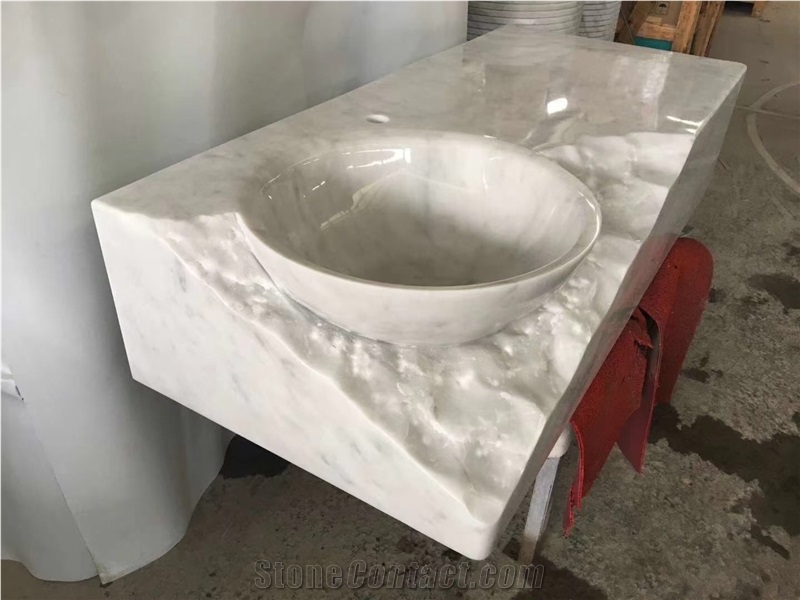 Rectangle Marble Marquina Bathroom Sink For Interior Decor