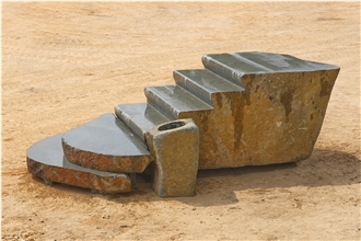 Monolithic Black Granite Garden Decoration Steps