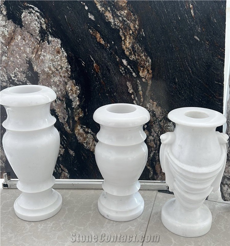 Carrara Marble Monumental Vases