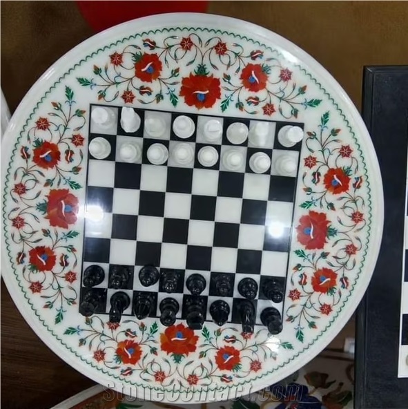 Chess Marble Inlay Table Top