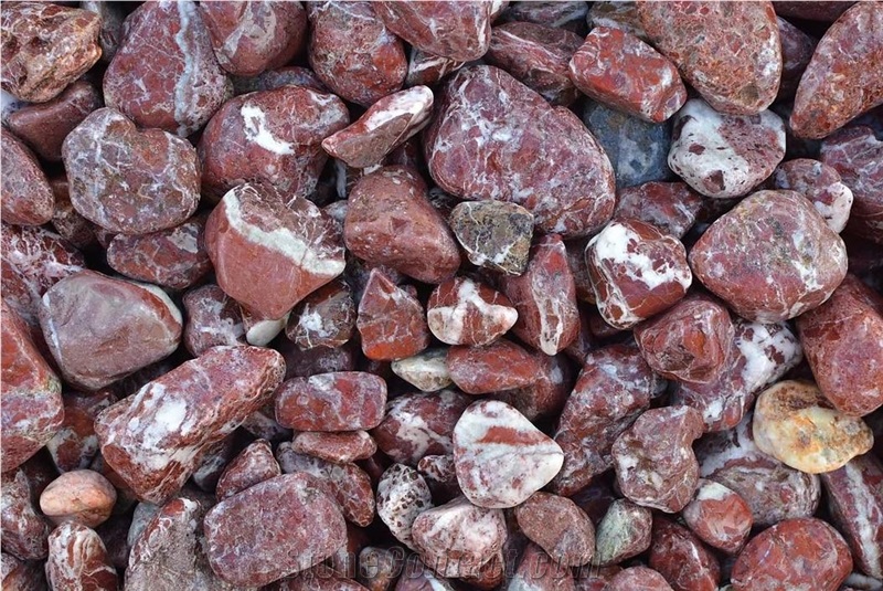 Cherry Red Rosso Levanto Marble Tumbled Pebble Stone