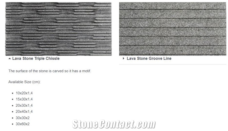 Lava Stone Triple Chiseled And Grooved Wall Tiles