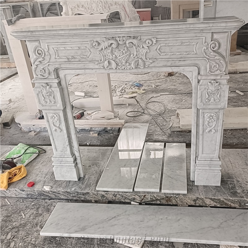 Chinese White Marble French Natural Marble Fireplace
