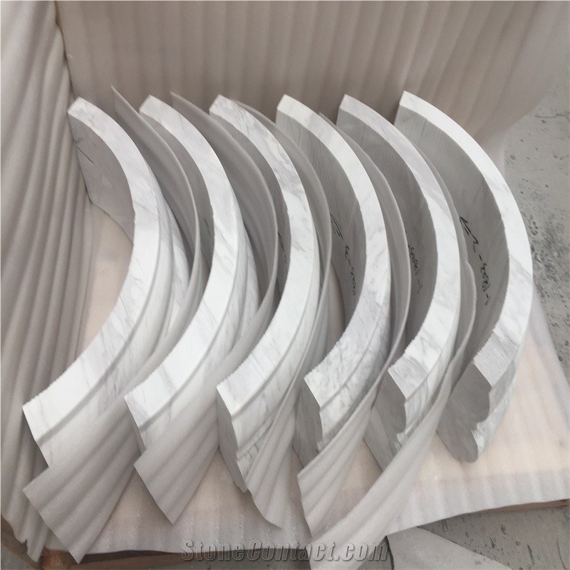 Helical Shaped White Marble Sculptured Columns Base And Top