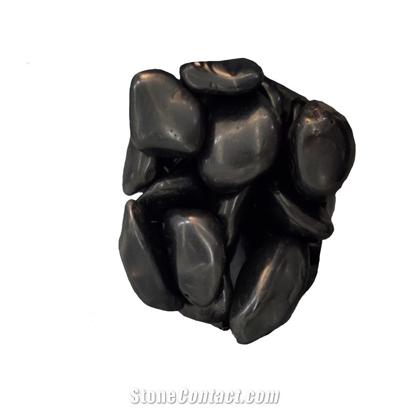 High Polished Black Garden River Pebble Stone