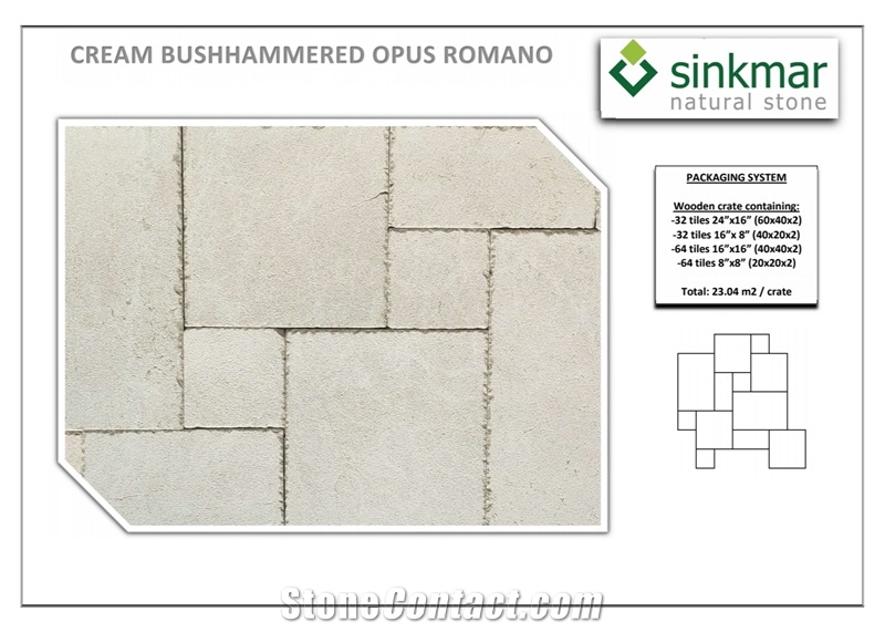 Opus Roman Pattern Crema Levante Marble Tiles