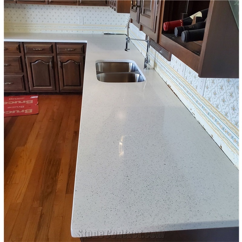 Crystal White Artificial Quartz Stone Kitchen Countertops