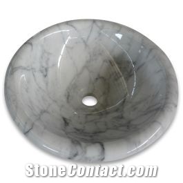 Carrara White Round Marble Basin