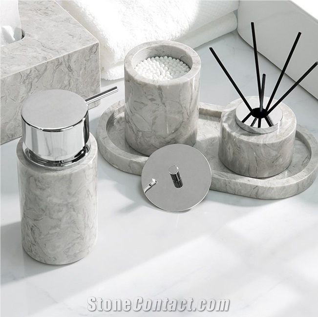 Grey Marble  Bath Accessories