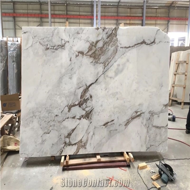 Chinese White Marble Calacatta Taupe Slab  Tiles