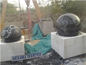 Black Granite Large Outdoor Fountain Sphere Kugel Ball Globe