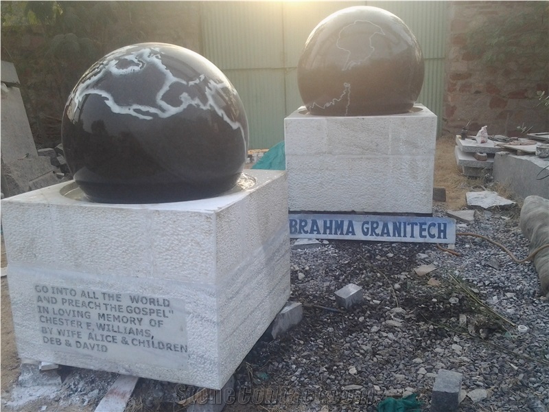 Black Granite Large Outdoor Fountain Sphere Kugel Ball Globe
