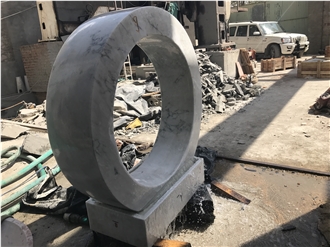 White Marble Round Wheel Fountain, Stone Water Wheel