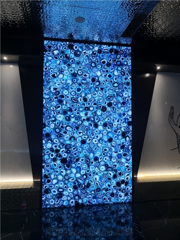 Blue Agate Wall Panels Semiprecious Stone Slabs
