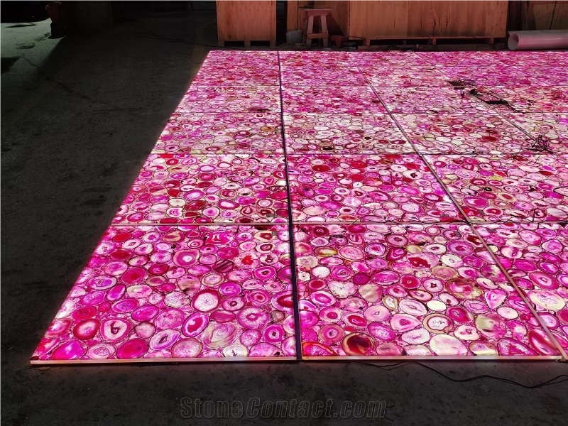 Semiprecious Stone Pink Agate Tiles Gemstone Panels
