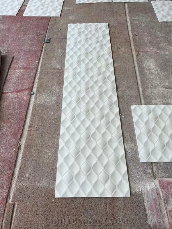 3D CNC Wall Panel Beige Limestone 3D Wall Decor Panels