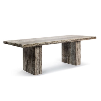 Customized Rectangle Grey Travertine Dining Table