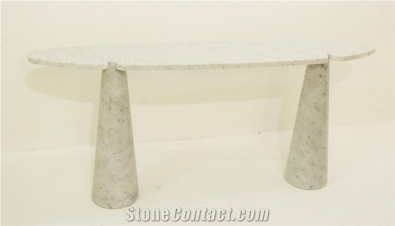 Dining Room White Oval Console Marble Coffee Table