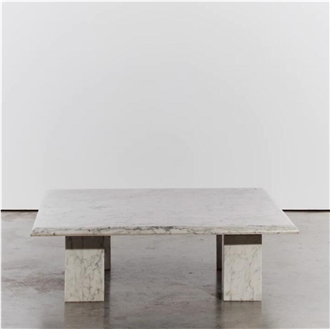 Durable Rectangle Carrara White Marble Coffee Table
